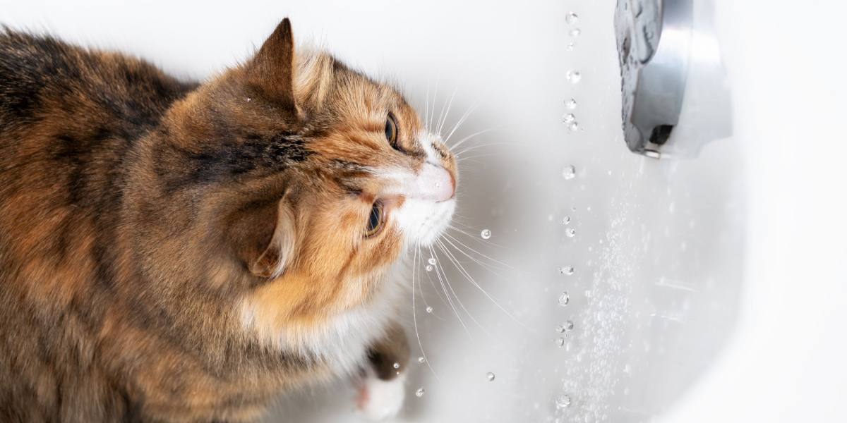 Una escena fascinante en la que un gato curioso se sienta en el borde de una bañera y observa con curiosidad el agua que hay en su interior. La postura y la expresión del gato reflejan su fascinación por la bañera y resaltan su característica exploración e interacción con el entorno.